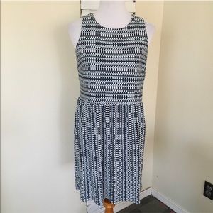Ann Taylor LOFT Blue Geometric Striped Dress